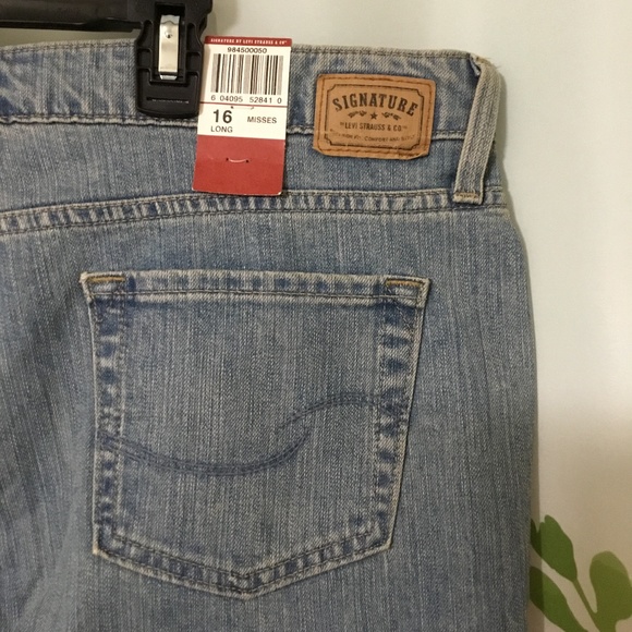 SIGNATURE BY LEVI STRAUSS & CO PANTS BLUE JEAN LOW RISE BOOTCUT 16 LONG NWT - Picture 7 of 8